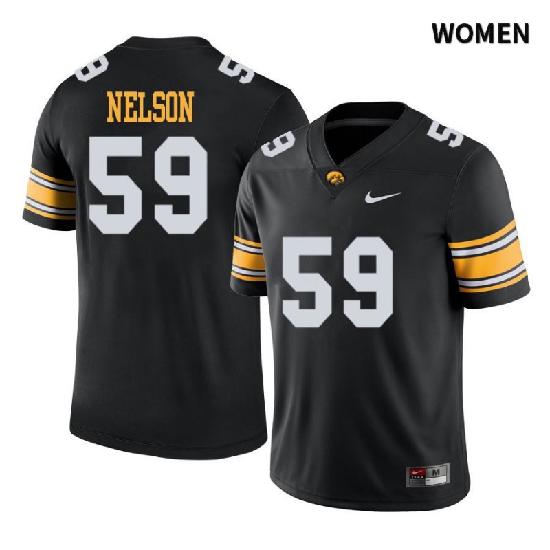 Women's Iowa Hawkeyes NCAA #59 Nathan Nelson Black Authentic Nike Alumni Stitched College Football Jersey AX34K74IW